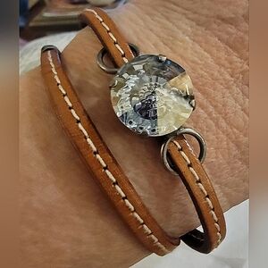 Sabika SS18 Leather Stitched Band Slide Wrap Mega Bubble Blue Grey Stone